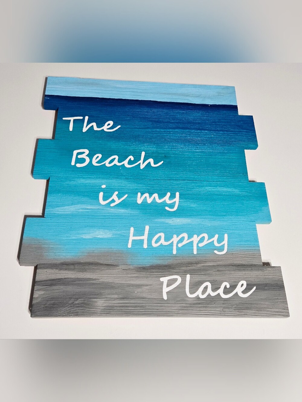 “The Beach Is My Happy Place” Coastal Wood Wall Sign 16x20